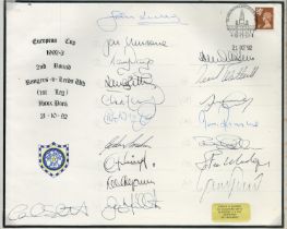 Football Leeds United 18 Squad signed European Cup cover for Match V Rangers 21/10/1992.