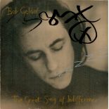 Bob Geldof signed 45rpm record sleeve of The great song of indifference. Record included. Good