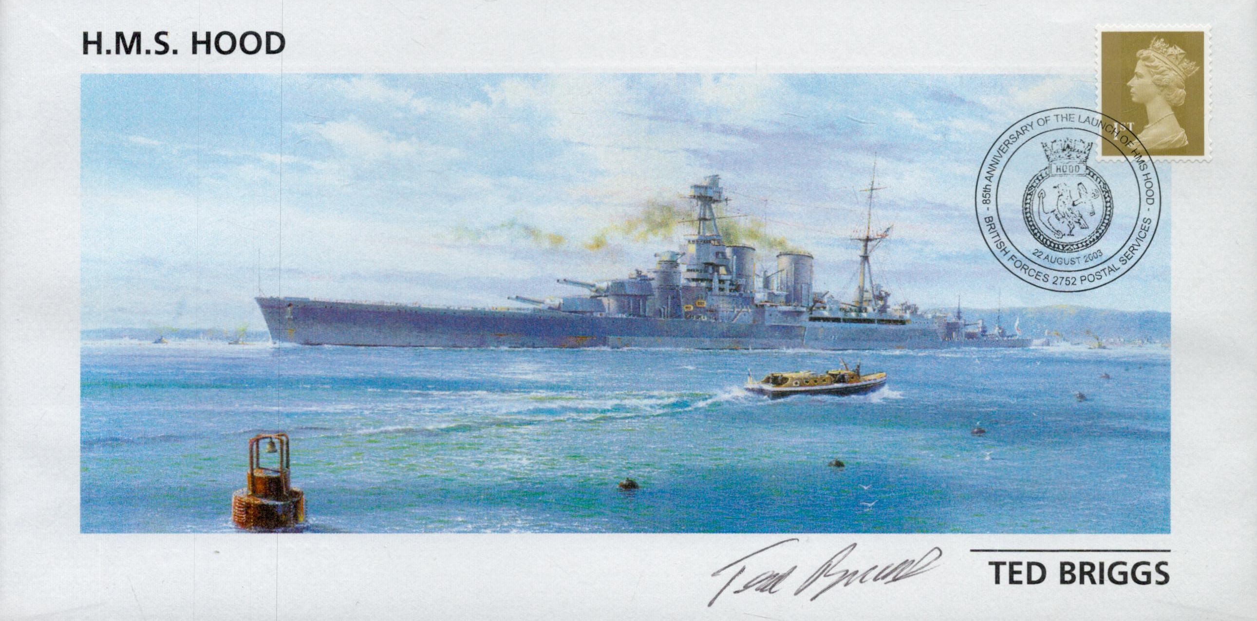 WW2 HMS Hood survivor Ted Briggs signed 85th ann of the Launch. Briggs was one of only 3 survivors