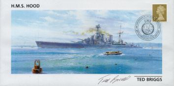 WW2 HMS Hood survivor Ted Briggs signed 85th ann of the Launch. Briggs was one of only 3 survivors