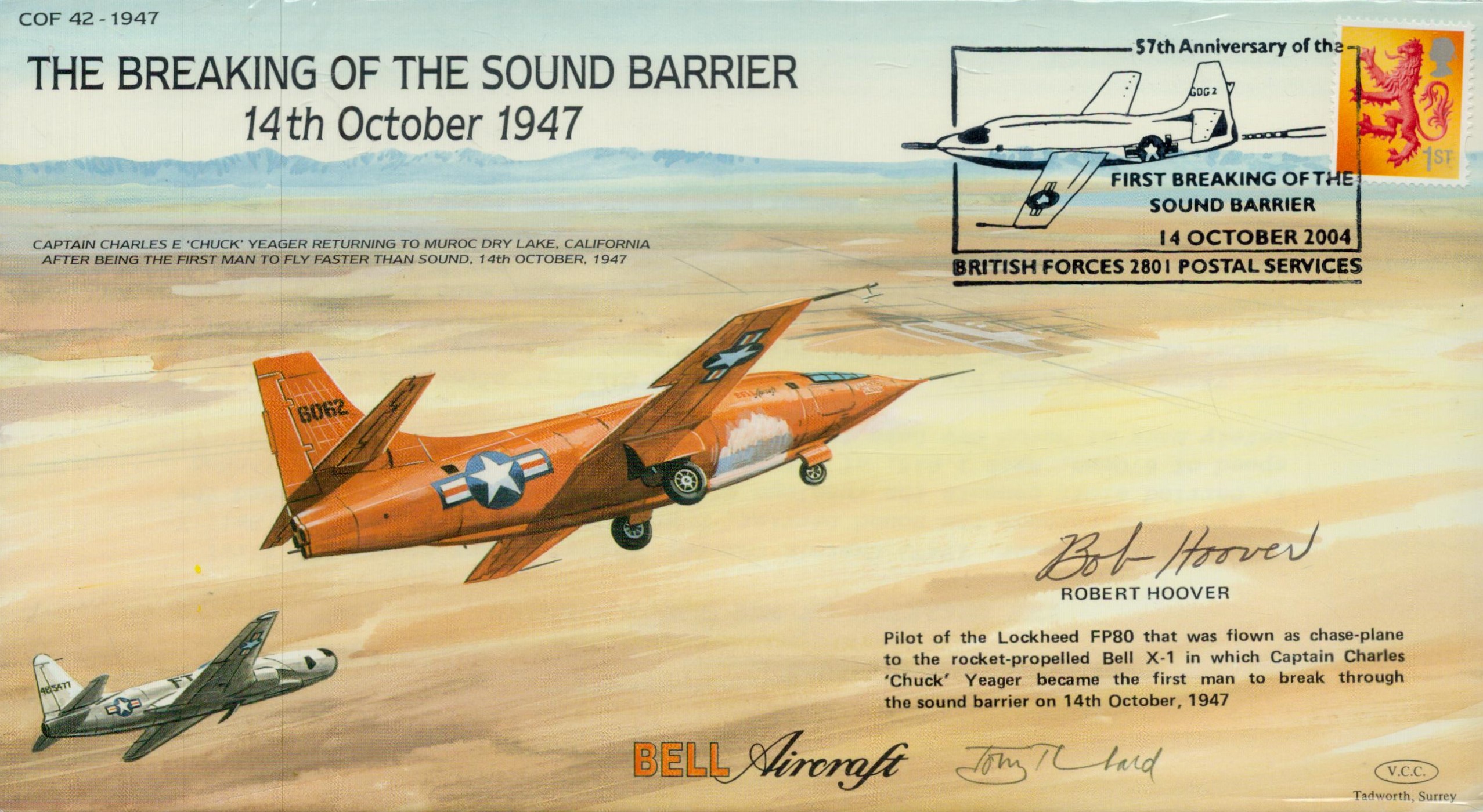 Aviation legend Robert Hoover Signed The Breaking Of The Sound Barrier Cover , he flew the chase