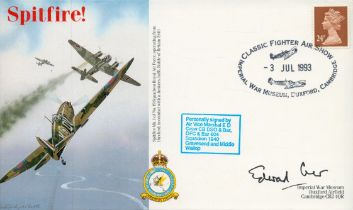 AVM Edward Crew DSO DFC 604 sqn WW2 RAF Battle of Britain fighter ace signed 1993 Duxford Spitfire
