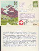 P W Walker Signed & Flown Cover Escape from Switzerland 15th Oct 1974 (RAFES SC8) certified No 548