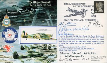 Battle Of Britain multiple Signed RAF WW2 First Day Cover The Major Assault. Includes R James 29