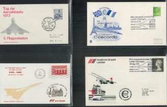 Collection of 100 Different Concorde Covers in a First Day Cover Album. Postcards. Good condition