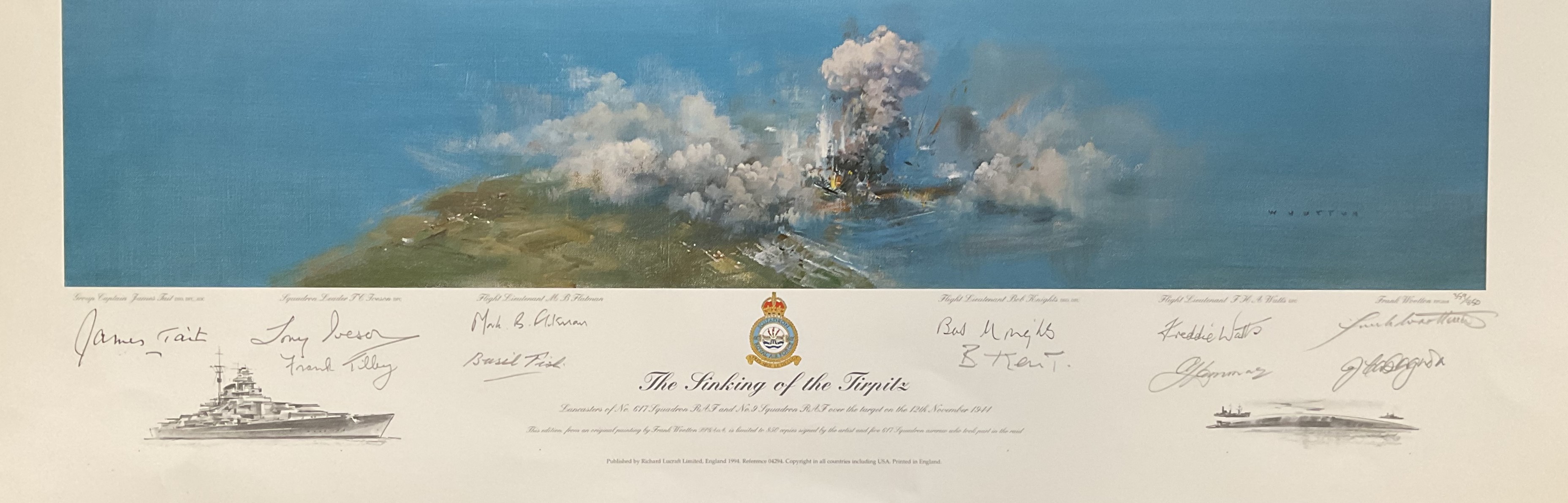 The Sinking of The Tirpitz by Frank Wotton Limited Edition Colour Print signed by the Artist plus 10 - Bild 2 aus 2