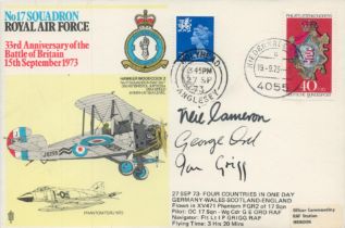 AVM Neil Cameron DSO DFC WW2 RAF Battle of Britain fighter ace signed 17 sqn 33rd ann BOB 1973