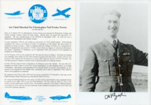 ACM Christopher Foxley Morris DSO OBE WW2 RAF Battle of Britain fighter ace signed 7 x 5 inch b/w