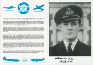 Lt Cdre John Humphrey Sykes WW2 RAF Battle of Britain fighter ace signed 7 x 5 inch b/w portrait