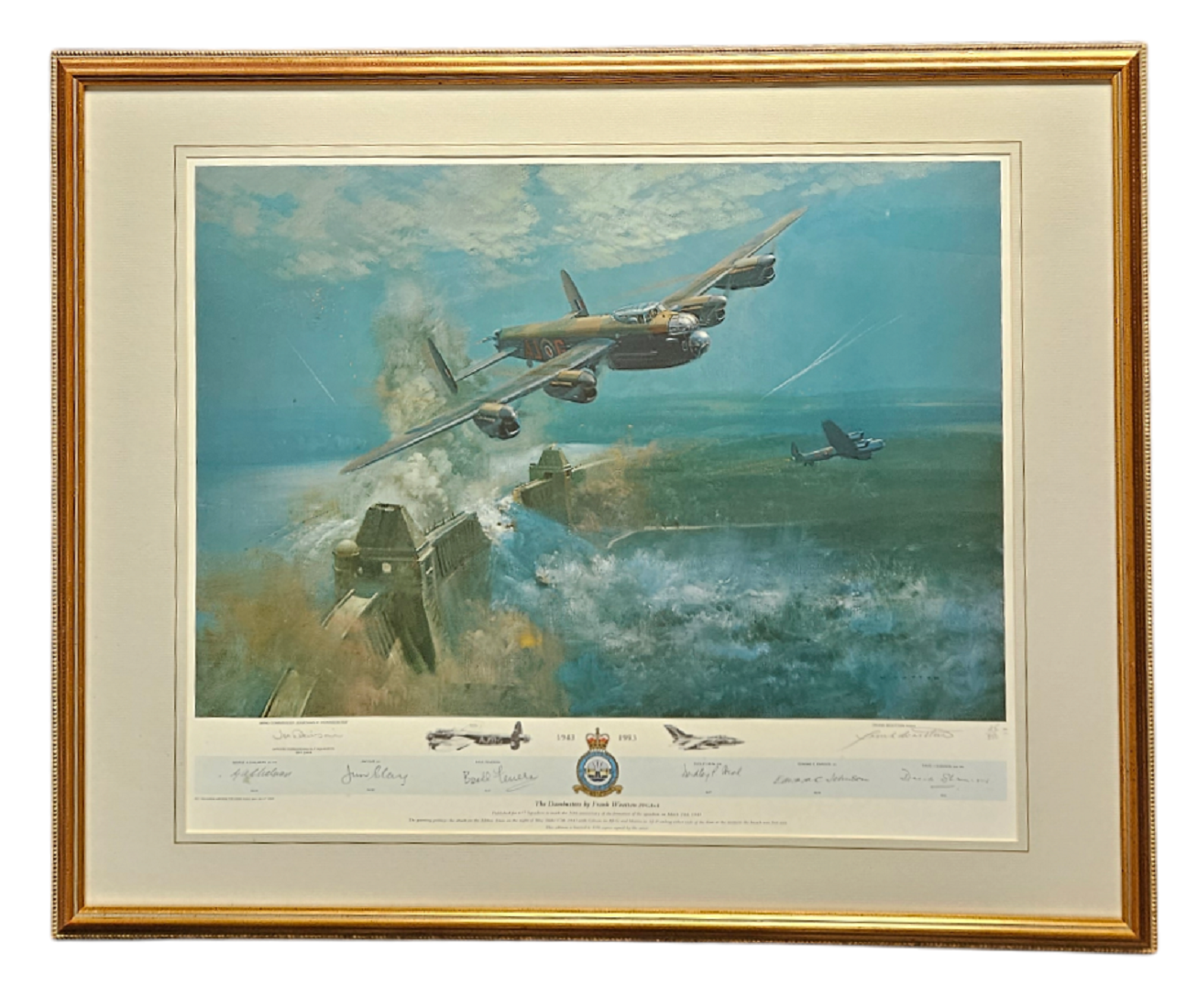 The Dambusters by Frank Wotton Limited Edition Print number 25 of 850 signed by 8 Veterans