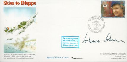 Top WW2 ace AVM Johnnie Johnson DSO DFC WW2 RAF Battle of Britain fighter ace signed 1992 Concorde
