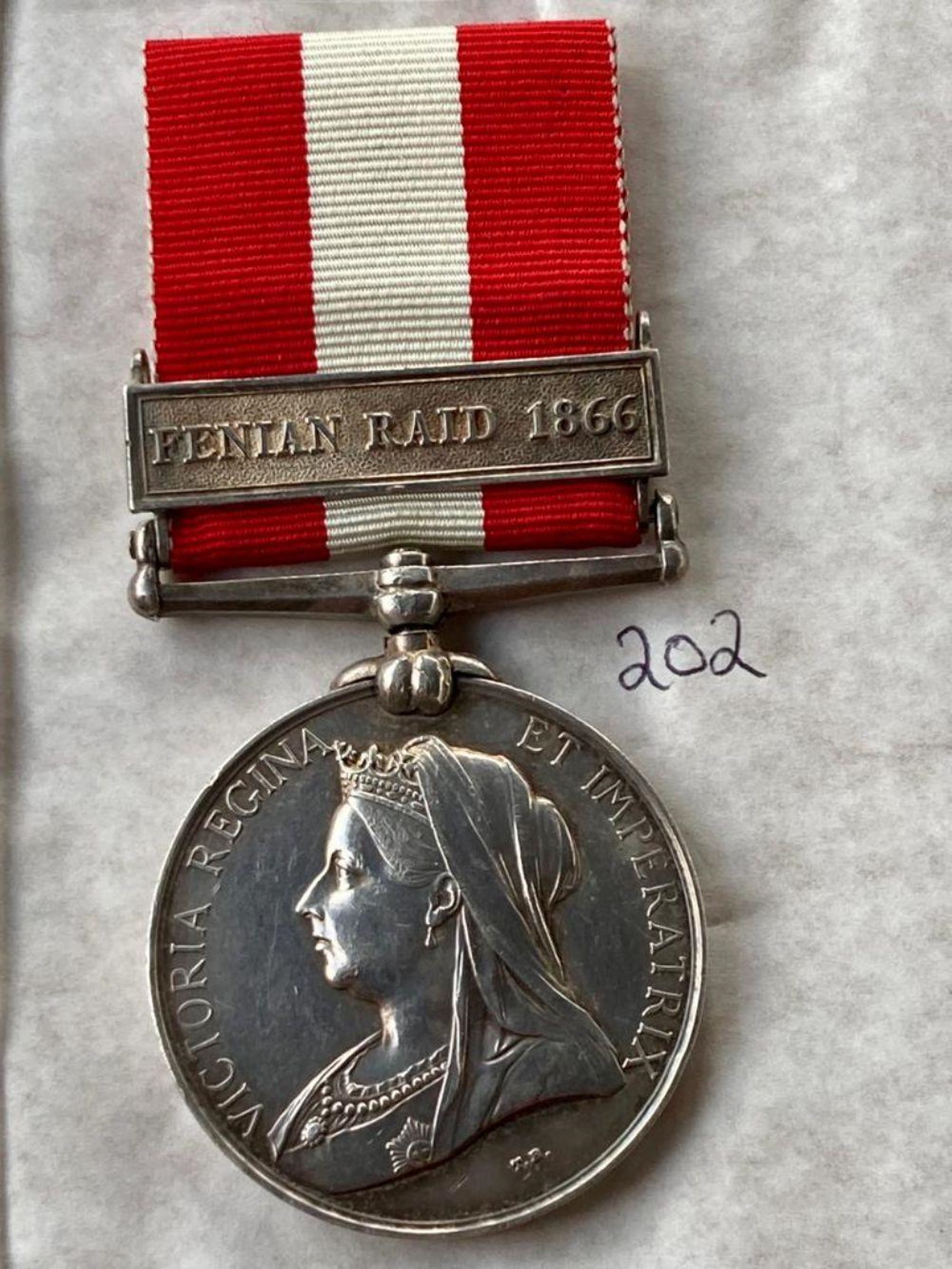 Canadian General Service Medal with 1866 Fenian Raid Clasp. Named to Pte J McKay, St Johns