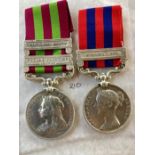 Pair of named medals Indian Medal 1896 with 2 clasps Wairistan 1901 2 and Punjab Frontier 1897 98.