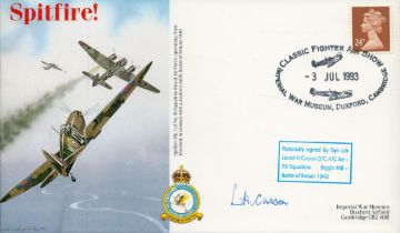 Sqn Ldr Lionel Casson AFC DFC 79 sqn WW2 RAF Battle of Britain fighter ace signed 1993 Duxford