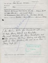 Flt Lt John Ditzel 125 sqn WW2 RAF Battle of Britain fighter ace hand A4 written career info