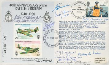 40th ann Battle Of Britain multiple Signed RAF WW2 First Day Cover. Includes Desmond Hughes, A