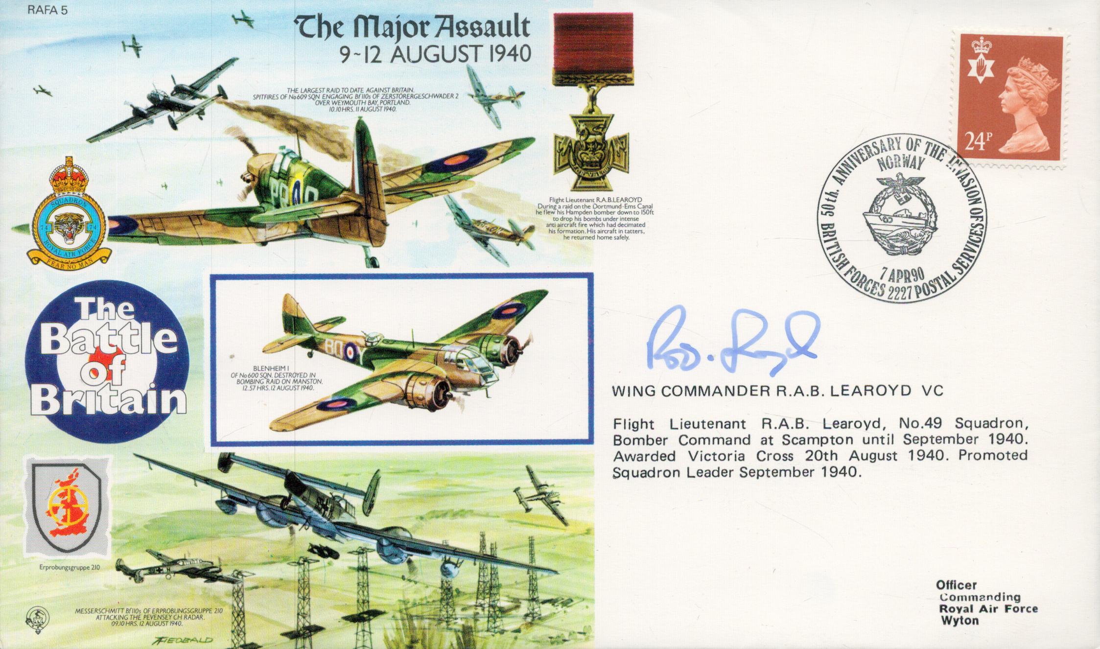 WWII Wing Commander Rod Learoyd VC signed Battle of Britain The Major Assault 9-12 August 1940