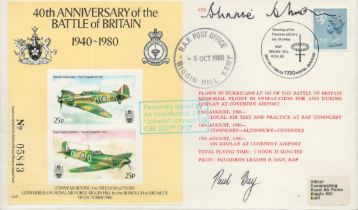 Top WW2 ace AVM Johnnie Johnson DSO DFC WW2 RAF Battle of Britain fighter ace signed 1980, 40th