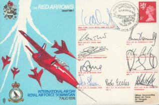 Red Arrows pilot 1974 team signed RAF St Mawgan scarce flown RAF WW2 Air Display cover. Good