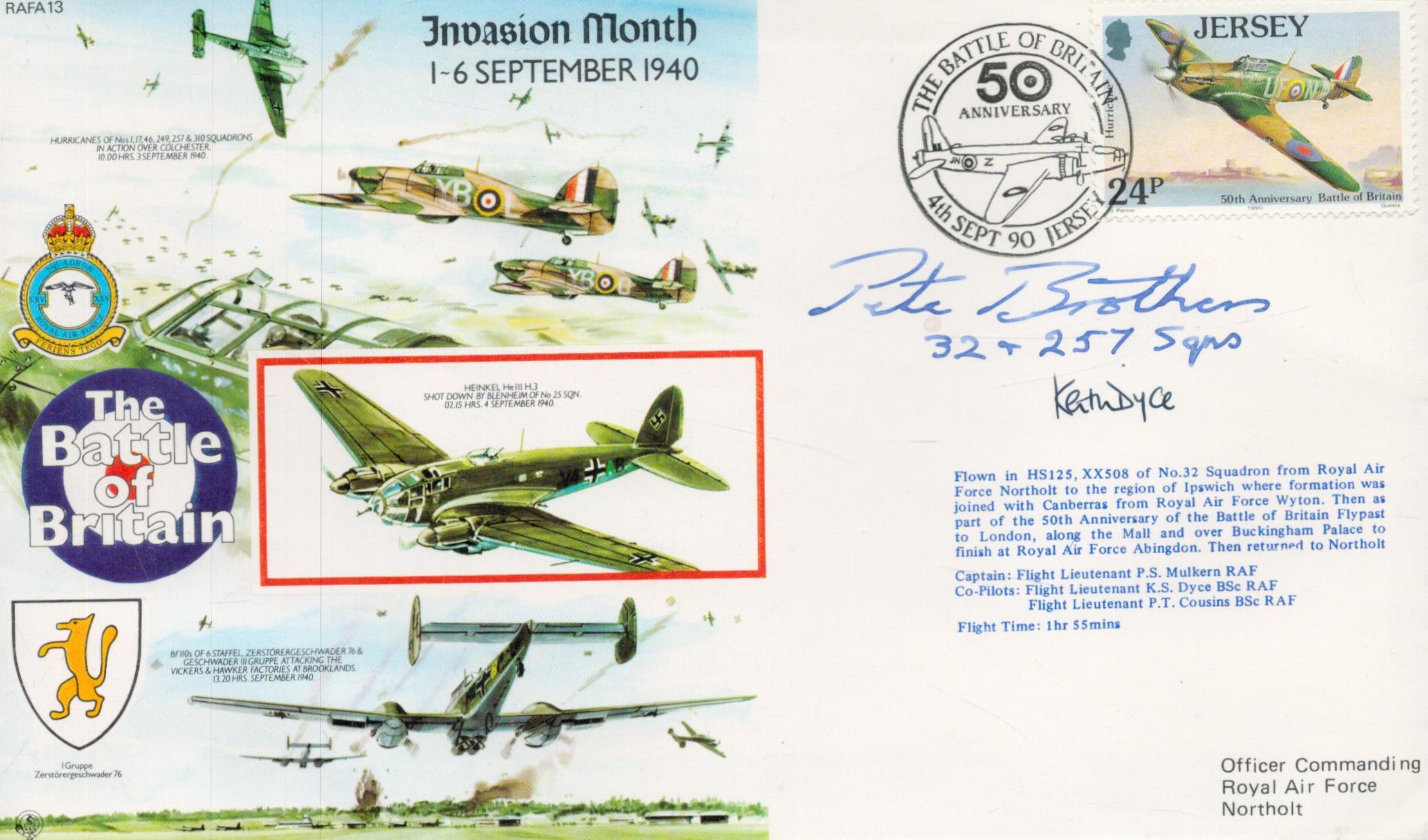 WWII Air Commodore Pete Brothers CBE, DSO, DFC and BAR signed Battle of Britain Invasion Month 1-6