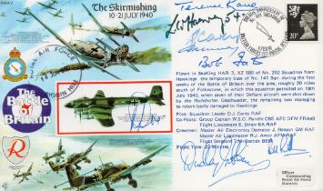 Battle Of Britain 11 Signed RAF WW2 First Day Cover The Skirmishing 24 Squadron includes Bob Foster,