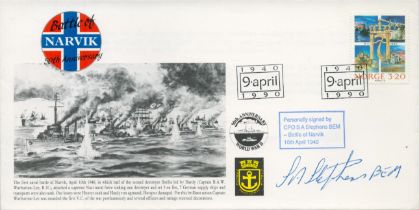 WWII CPO s a Stephens BEM Battle of Narvik 1940 veteran signed 50th Anniversary commerative FDC