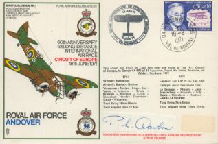 Peter Dawbarn WW2 RAF Battle of Britain fighter ace signed piece fixed to 1971 RAF Andover Bristol