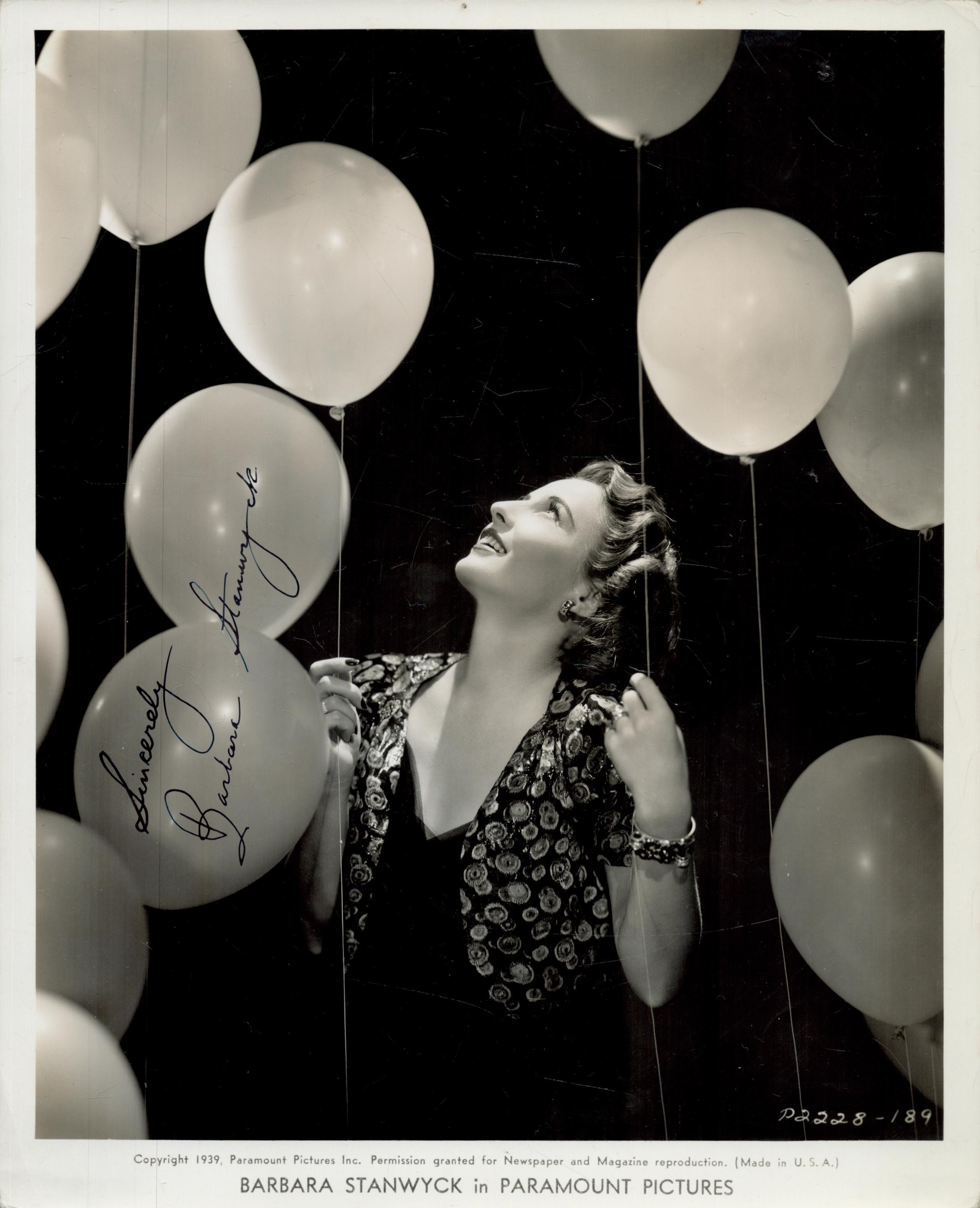Barbara Stanwyck signed 10x8 inch vintage black and white photo. Good Condition. All autographs come