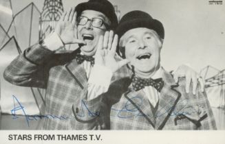 Morecambe and Wise signed 6x4 inch Thames TV black and white promo photo. Good Condition. All