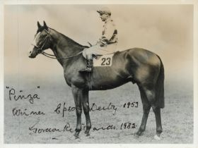 Gordon Richards signed 6x4 inch black and white vintage photo pictured on the 1953 Derby Winner