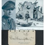 Capt Bruce Bairnsfather signed 5x3 album page and 7x5 inch black and white photo . Good Condition.