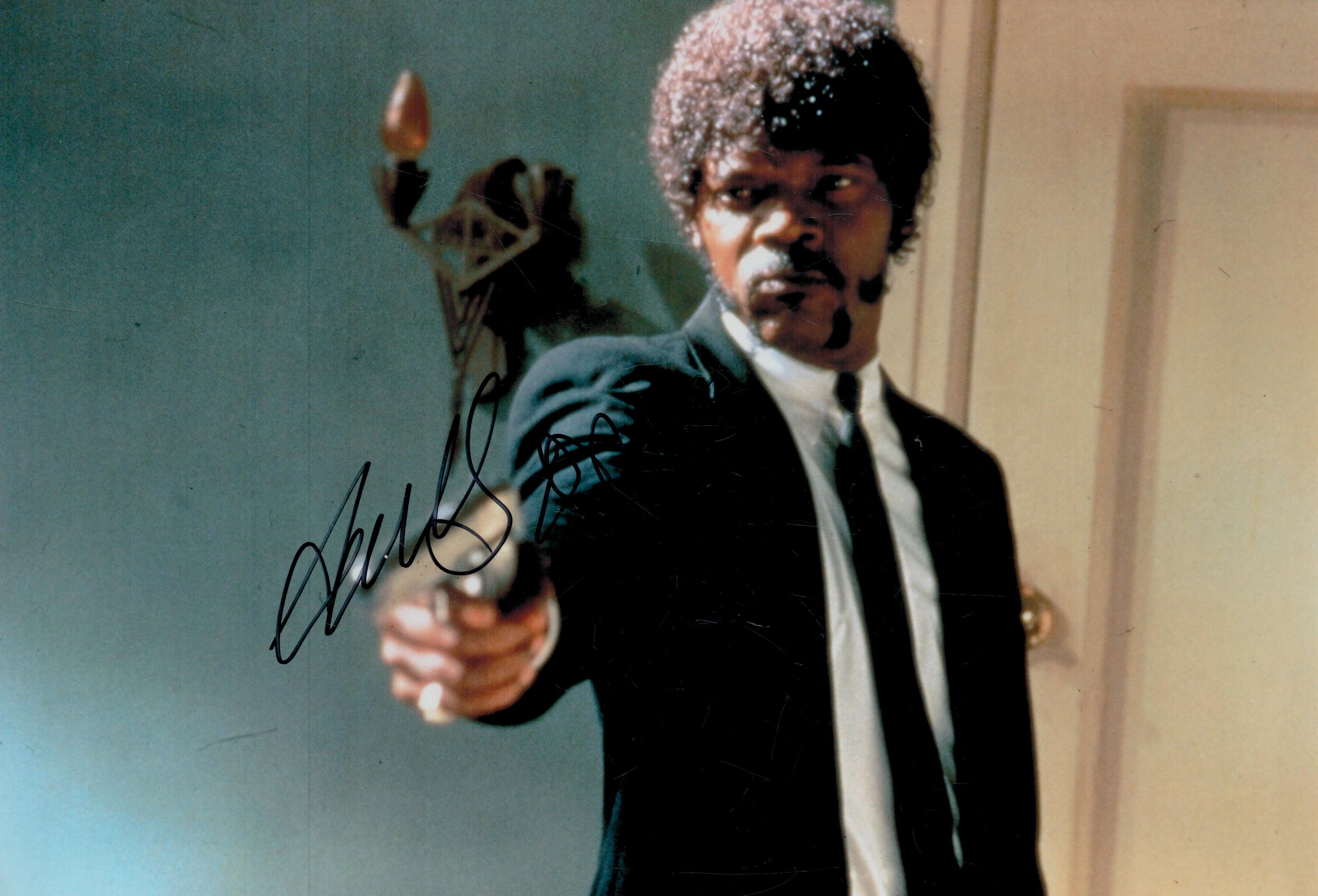 Samuel L Jackson signed 12x8 inch Pulp Fiction colour photo. Good Condition. All autographs come