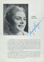 Ingrid Bergman signed Cambridge Theatre A Month in Country vintage programme signature on the bio