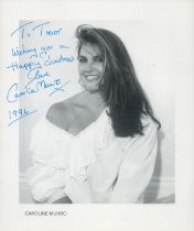 Caroline Munro signed 10x8 inch black and white promo photo dedicated dated 1996. Good Condition.