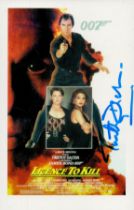 Timothy Dalton signed 6x4 inch Licence to Kill signed promo card. Good Condition. All autographs