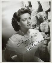 Dorothy Malone signed 10x8 inch black and white vintage photo. Dedicated. Good Condition. All