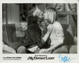 Scott Valentine signed 10x8 inch My Demon Lover black and white promo photo. Good Condition. All