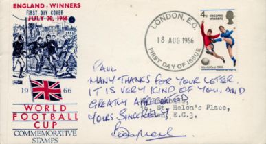 Bobby Moore signed England Winners July 30, 1966, FDC PM London E.C 18 Aug 1966 First Day of Issue