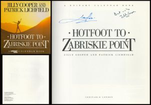 Jilly Cooper and Patrick Lichfield signed Hotfoot To Zabriskie Point first edition hardback book.
