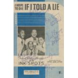 The Ink Sports multi signed sheet of music I Hope To Die If I Told A Lie. Good Condition. All