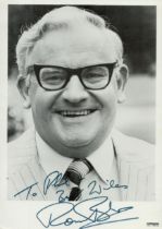 Ronnie Barker signed 8x6 inch black and white photo. Dedicated. Good Condition. All autographs