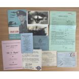 WWII RAF collection assorted ephemera includes combat report, service and release book, RAF Your Son