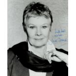 Judi Dench signed 10x8 inch black and white photo. Good Condition. All autographs come with a