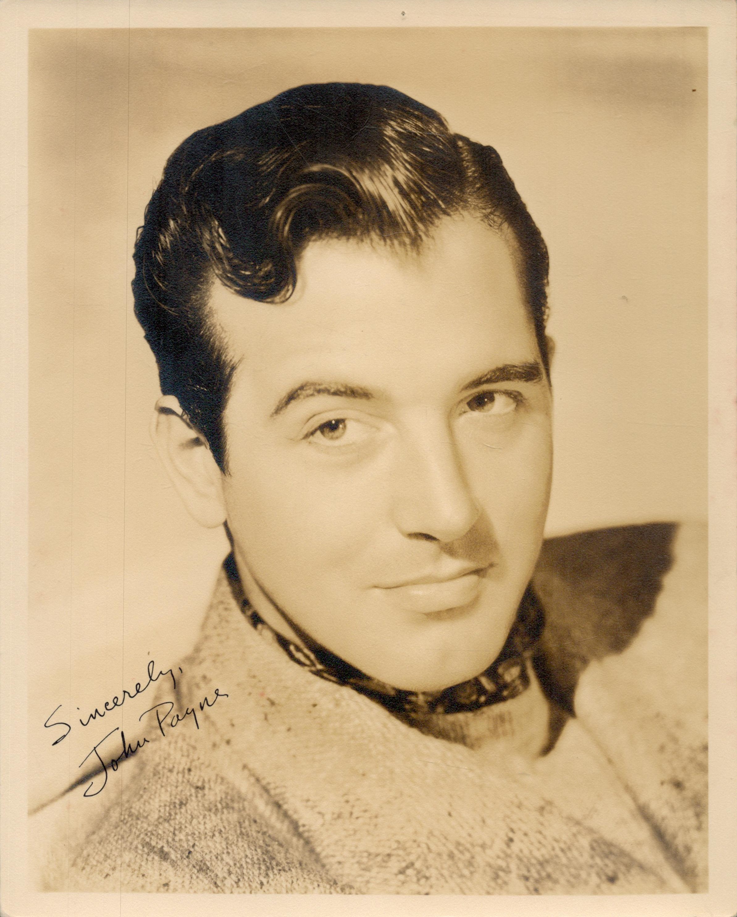 John Payne signed 10x8 inch vintage sepia photo. Good Condition. All autographs come with a