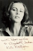 Kate Nelligan signed 6x4 inch black and white photo dedicated. Good Condition. All autographs come