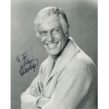 Dick Van Dyke signed 10x8 inch black and white photo. Dedicated. Good Condition. All autographs come