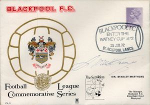 Sir Stanley Mathews signed Blackpoll F.C Football League Commerative Series FDC PM Blackpool F.C