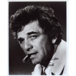 Peter Falk signed 10x8 inch Columbo black and white photo. Good Condition. All autographs come