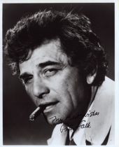 Peter Falk signed 10x8 inch Columbo black and white photo. Good Condition. All autographs come
