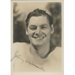 Johnny Weissmuller signed 7x5 inch black and white photo. Good Condition. All autographs come with a